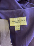 KAREN MILLEN PURPLE SILK BEAD TRIMED SLEEVELESS SPECIL OCCASION DRESS SIZE 10