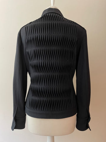 CACHAREL BLACK WOOL PLEATED DESIGN LONG SLEEVE BUTTON FASTEN JACKET SIZE 10