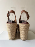 BODEN TAN LEATHER OPEN TOE WEDGE HEEL SANDALS SIZE 6/39
