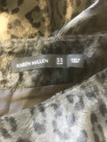 KAREN MILLEN BROWN & BLACK LEOPARD PRINT PONYSKIN FEEL A LINE SKIRT SIZE 16