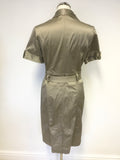 STAR BY JULIEN MACDONALD KHAKI SHADE BELTED SHORT SLEEVE SHIRT DRESS SIZE 14