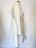 BALTIC BY NOA NOA IVORY & GREEN TRIM QUILTED PADDED LINING KNEE LENGTH  COAT SIZE S
