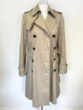 AQUASCUTUM BEIGE BELTED KNEE LENGTH TRENCH COAT SIZE 10R