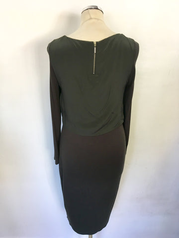 MINT VELVET DARK GREEN STRETCH JERSEY SILK TOP DRESS SIZE 10