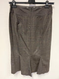 LK BENNETT WOOL BROWN CHECK SILK LINED TAILORED SKIRT SUIT SIZE 10/12