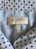 HOBBS LIGHT BLUE & NAVY SPOT SLEEVELESS DRESS SIZE 10