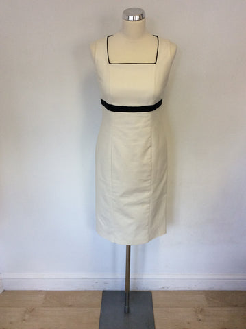 MINUET WHITE & BLACK TRIM COTTON PENCIL DRESS SIZE 10