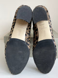 HOBBS DARK BROWN & CAMEL PONYSKIN LEOPARD PRINT HEELED ANKLE BOOTS SIZE 6/39