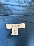 JIGSAW BLUE 100% SILK LONG SLEEVE SHIRT SIZE 6