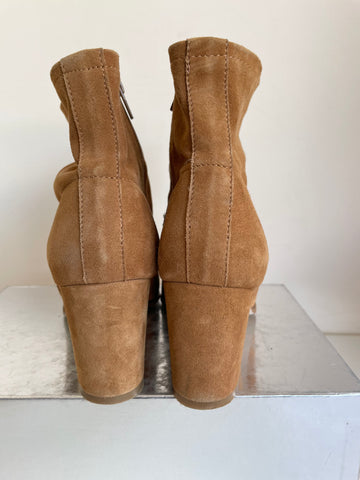 MODERN RARITY CAMEL SUEDE ANKLE BOOTS SIZE 4/37