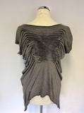 ALL SAINTS GREY PLEATED TILLY TEE TOP SIZE 6
