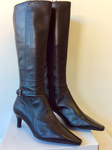 BRAND NEW BURDALE BLACK LEATHER KNEE LENGTH BOOTS SIZE 4.5/37.5
