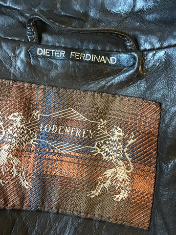 VINTAGE LODENFRY QUALITY DARK BROWN LEATHER JACKET SIZE XL