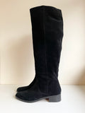 OFFICE BLACK SUEDE KNEE HIGH LOW HEEL BOOTS SIZE 7.5/41
