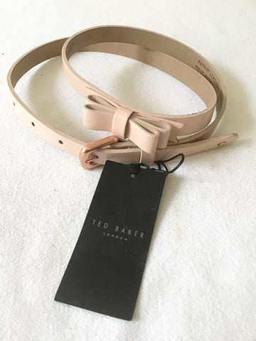 BRAND NEW TED BAKER BLUSH BOW TRIMMED THIN PATENT LEATHER BELT SIZE 2/3 UK S