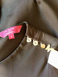 BRAND NEW TED BAKER BLACK & NUDE EDGE TRIM DRESS SIZE 2 UK 10