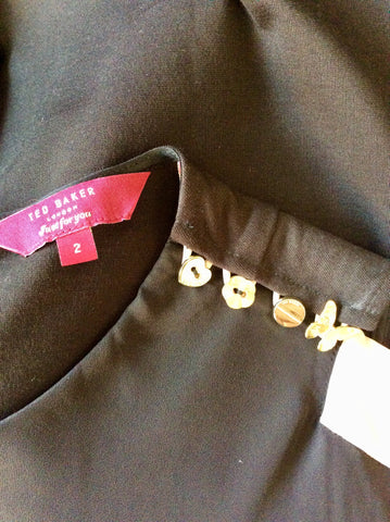 BRAND NEW TED BAKER BLACK & NUDE EDGE TRIM DRESS SIZE 2 UK 10