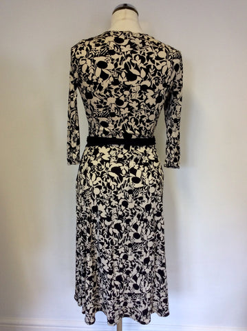 COAST BLACK & WHITE PRINT SILK WRAP DRESS SIZE 8
