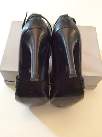 BRONX BLACK LEATHER CROSS OVER BUCKLE STRAP HEELS SIZE 6/39