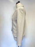 WHISTLES CREAM COTTON BLEND FITTED JACKET SIZE 10