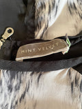MINT VELVET BLACK & GREY SILK FRONT SHORT SLEEVE TOP SIZE 16