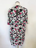 BRAND NEW BCBGMAXAZRIA MULTICOLOURED FLORAL PRINT SHORT SLEEVE SHIFT DRESS SIZE M