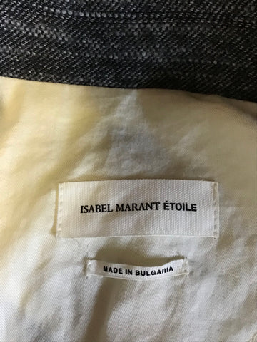 ISABEL MARANT ETOILE DARK GREY WOOL BLEND OVERSIZE LONG JACKET SIZE 36 UK 8/10