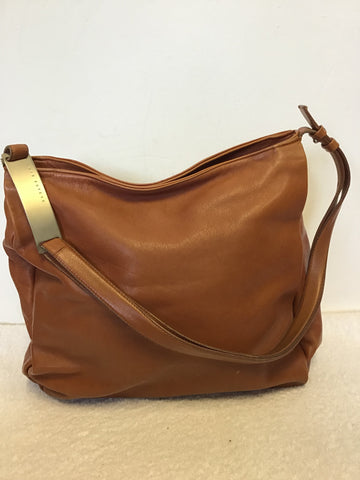 LUIS ESTEVE CHESTNUT BROWN LEATHER SHOULDER BAG