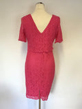 M&CO PINK LACE SHORT SLEEVE PENCIL DRESS SIZE 12 PETITE