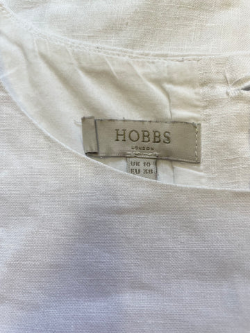 HOBBS WHITE SLEEVELESS REAR BUTTON FASTEN TOP SIZE 10