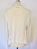 OSKA WHITE LINEN BLEND WATERFALL FRONT CARDIGAN SIZE 2 REG