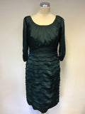 COAST DARK GREEN PLEATED 3/4 SLEEVE SPECIAL OCCASION PENCIL DRESS SIZE 12