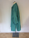YACCO MARICARD GREEN SILK DUSTER COAT SIZE 2XL