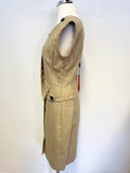 BRAND NEW KAREN MILLEN CAMEL WOOL CUT OUT BACK PENCIL DRESS SIZE 10