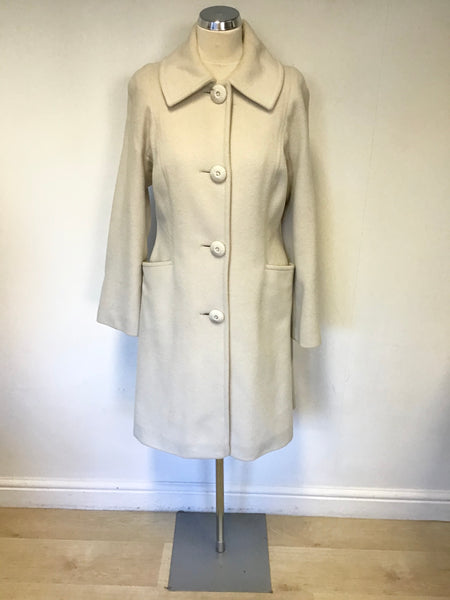 REISS RIVERA CREAM WOOL & CASHMERE BLEND COAT SIZE M
