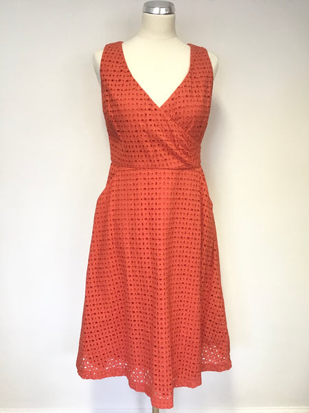 BODEN BRODERIE ANGLAISE SLEEVELESS A LINE DRESS SIZE 10