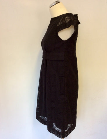 JESIRE BLACK LACE CAP SLEEVE REAR BOW TRIM DRESS SIZE 8