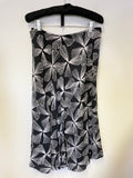 HOBBS BLACK & WHITE LINEN A LINE MIDI SKIRT SIZE 14