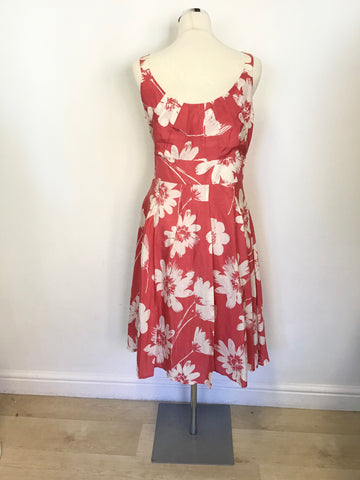 LAURA ASHLEY PINK & WHITE FLORAL PRINT SLEEVELESS FIT & FLARE DRESS SIZE 16