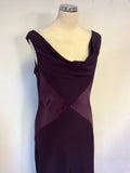 PEARCE FIONDA AUBERGINE STRAPPY LONG EVENING DRESS SIZE 14