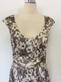 MONSOON MINK & IVORY FLORAL PRINT DRESS SIZE 16