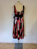 MONSOON MULTI COLOURED PRINT SILK SPECIAL OCCASION DRESS SIZE 12