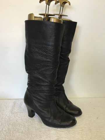 JIGSAW BLACK LEATHER SLOUCH BOOTS SIZE 4/37