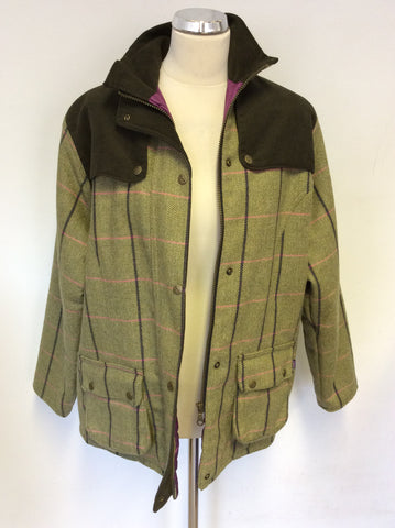 BRAND NEW RYDALE BRAMHAM GREEN & PINK CHECK TWEED WOOL BLEND JACKET SIZE 18