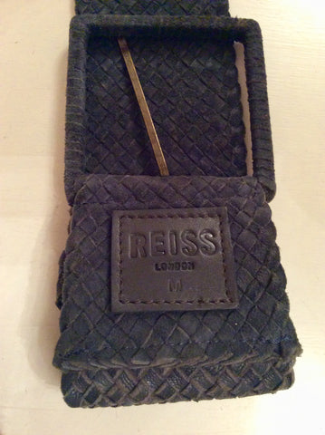 REISS DARK GREY LEATHER PLAITED BELT SIZE M