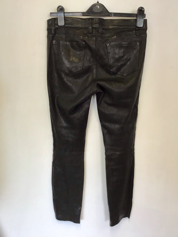 J BRAND JULIA BIKER BLACK LEATHER CROP SKINNY PANTS SIZE 27
