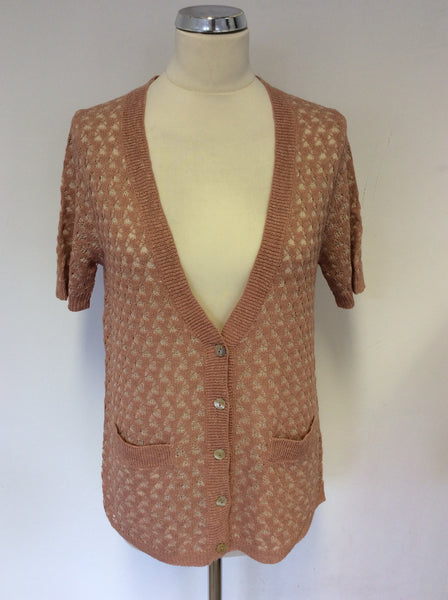 BRAND NEW FENN WRIGHT MANSON DUSKY PINK SHORT SLEEVE CARDIGAN SIZE L