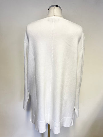 FRENCH CONNECTION WHITE V NECK LONG SLEEVE JUMPER SIZE XXL