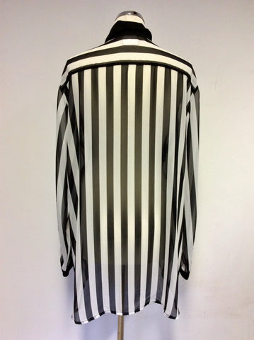 JUNAROSE BLACK & WHITE STRIPE BLOUSE SIZE 38 UK 20/XL