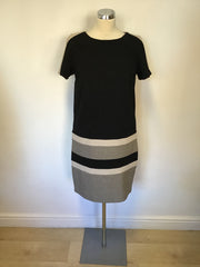 BRAND NEW MARKS & SPENCER BLACK & BEIGE TRIM SHIFT DRESS SIZE 8